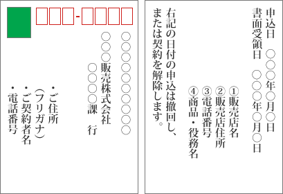 クーリングオフハガキ記入例